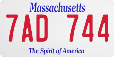 MA license plate 7AD744