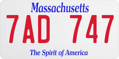 MA license plate 7AD747