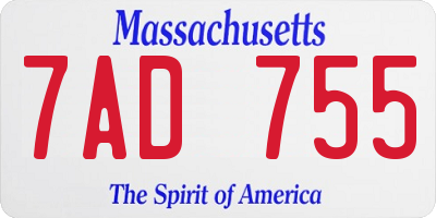 MA license plate 7AD755