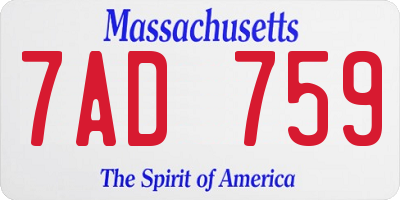 MA license plate 7AD759