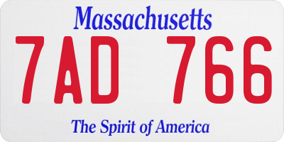 MA license plate 7AD766