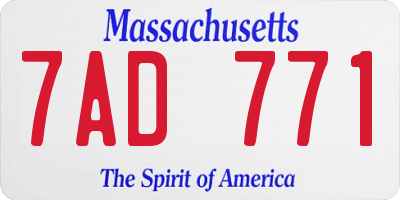MA license plate 7AD771