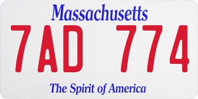 MA license plate 7AD774