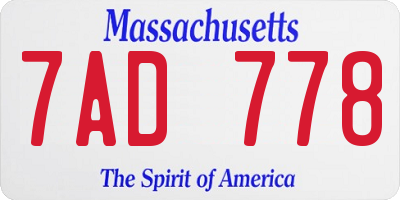 MA license plate 7AD778