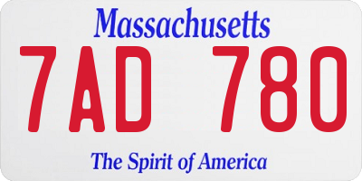 MA license plate 7AD780