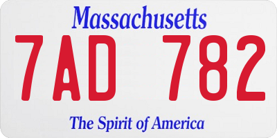 MA license plate 7AD782