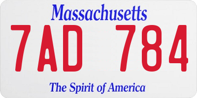 MA license plate 7AD784