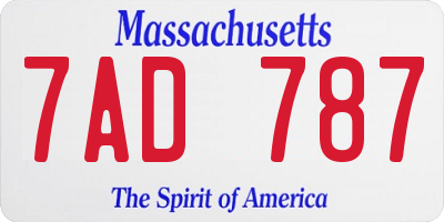 MA license plate 7AD787