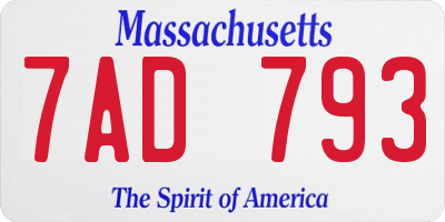 MA license plate 7AD793