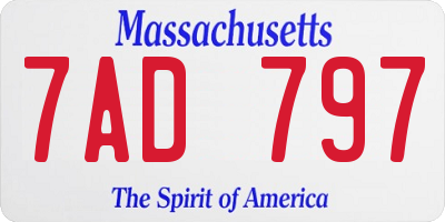 MA license plate 7AD797