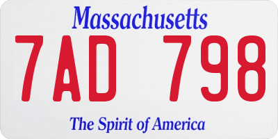 MA license plate 7AD798