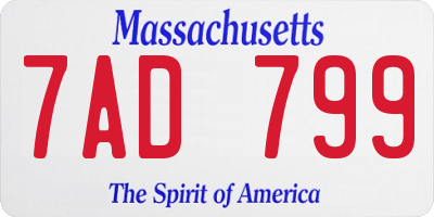 MA license plate 7AD799