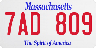 MA license plate 7AD809