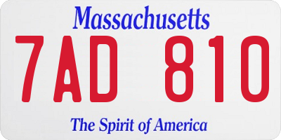 MA license plate 7AD810