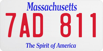 MA license plate 7AD811