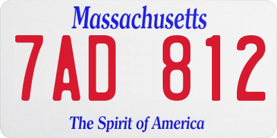 MA license plate 7AD812