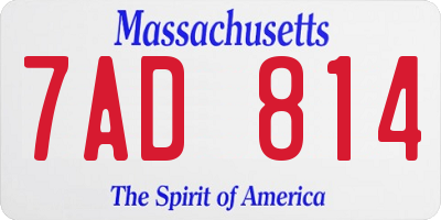 MA license plate 7AD814