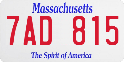 MA license plate 7AD815