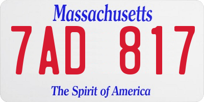 MA license plate 7AD817