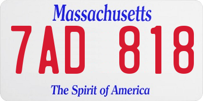 MA license plate 7AD818