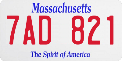 MA license plate 7AD821
