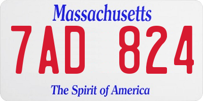 MA license plate 7AD824
