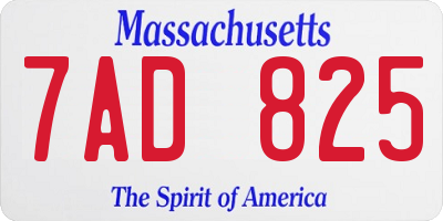 MA license plate 7AD825