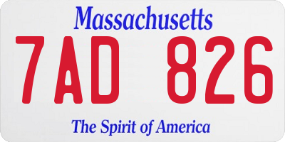 MA license plate 7AD826