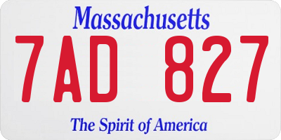 MA license plate 7AD827