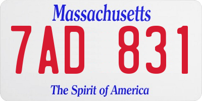 MA license plate 7AD831