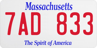 MA license plate 7AD833