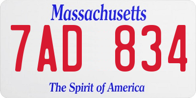 MA license plate 7AD834