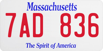 MA license plate 7AD836