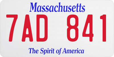 MA license plate 7AD841