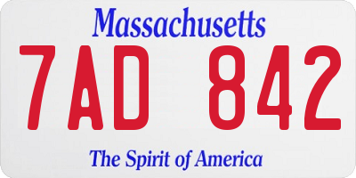 MA license plate 7AD842