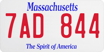 MA license plate 7AD844
