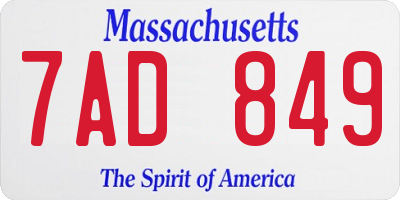 MA license plate 7AD849