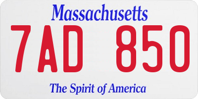 MA license plate 7AD850