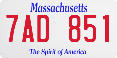 MA license plate 7AD851