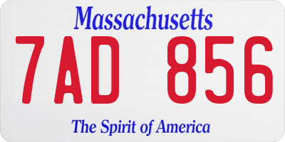 MA license plate 7AD856