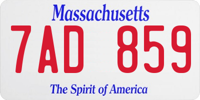 MA license plate 7AD859