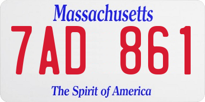 MA license plate 7AD861