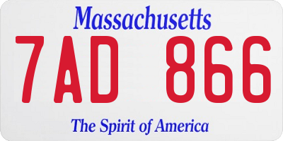 MA license plate 7AD866