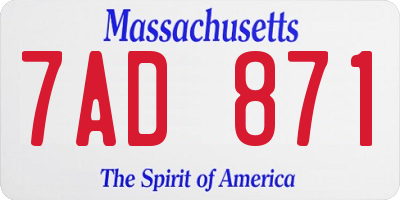 MA license plate 7AD871