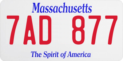 MA license plate 7AD877