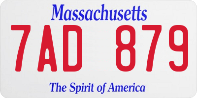 MA license plate 7AD879