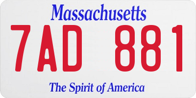 MA license plate 7AD881