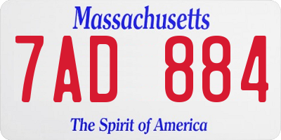 MA license plate 7AD884