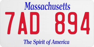MA license plate 7AD894