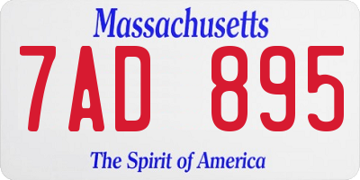 MA license plate 7AD895